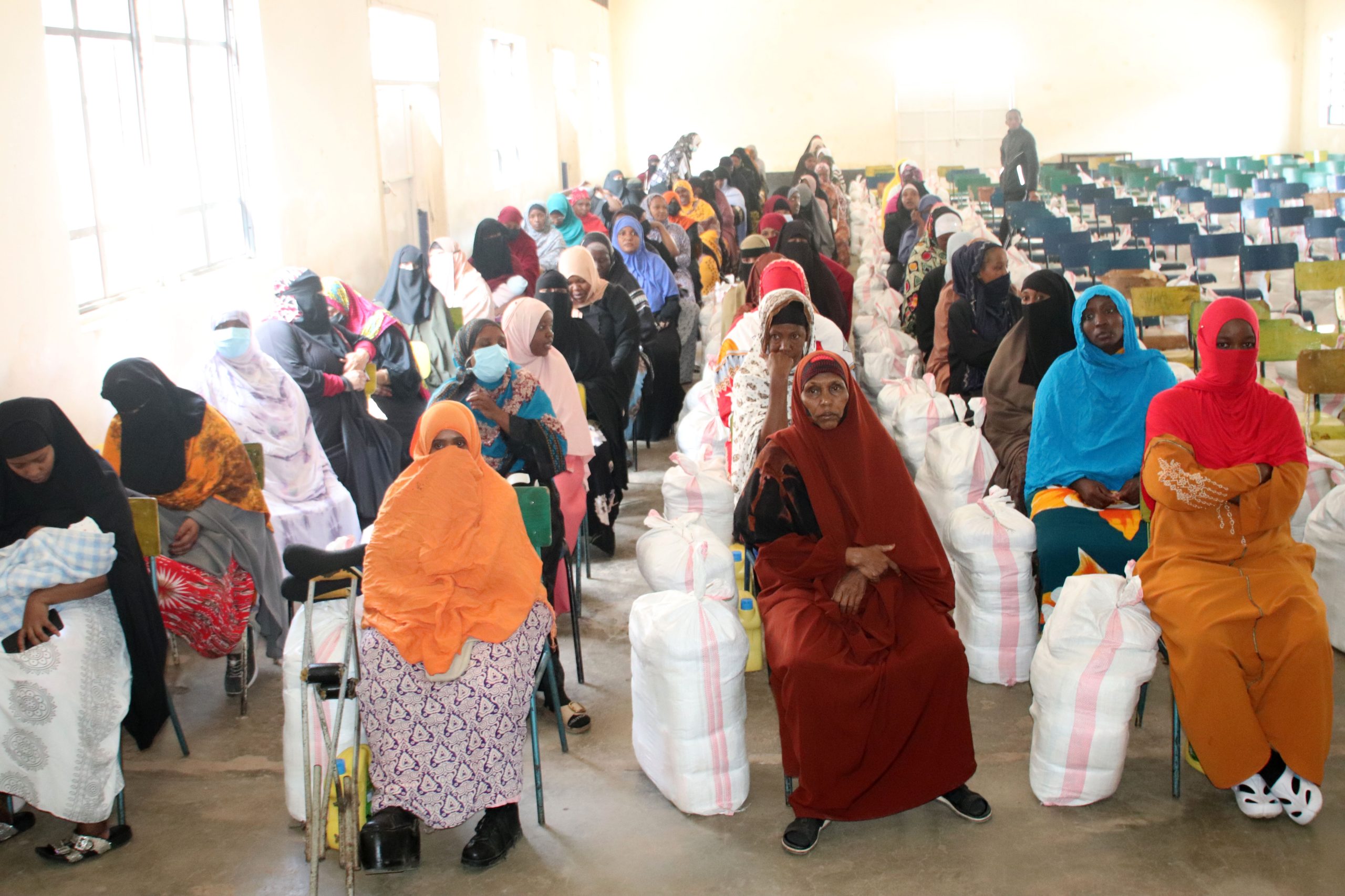 Distribution of food packages to families in Kamukunji